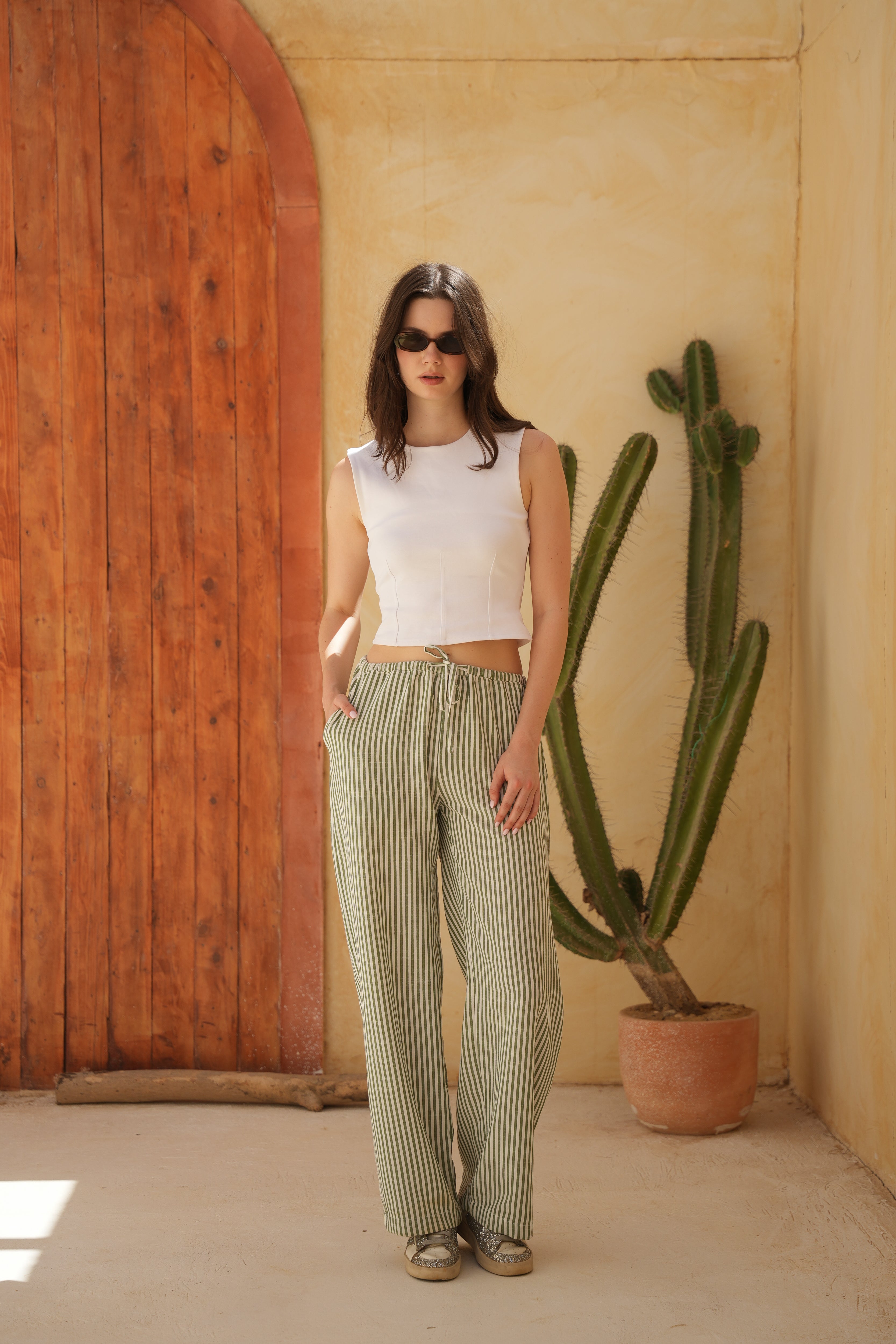 Nero Pants - Olive Striped