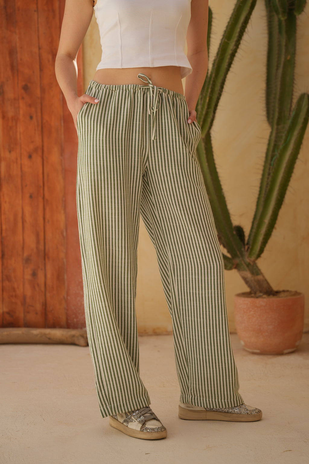 Nero Pants - Olive Striped