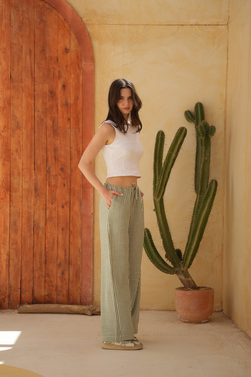 Nero Pants - Olive Striped