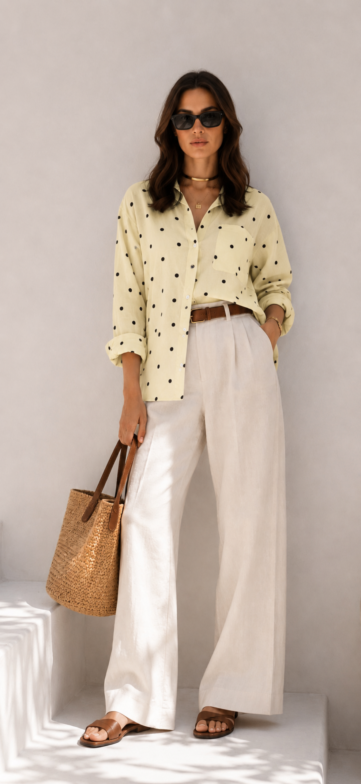 Santorini Dots Shirt - Yellow