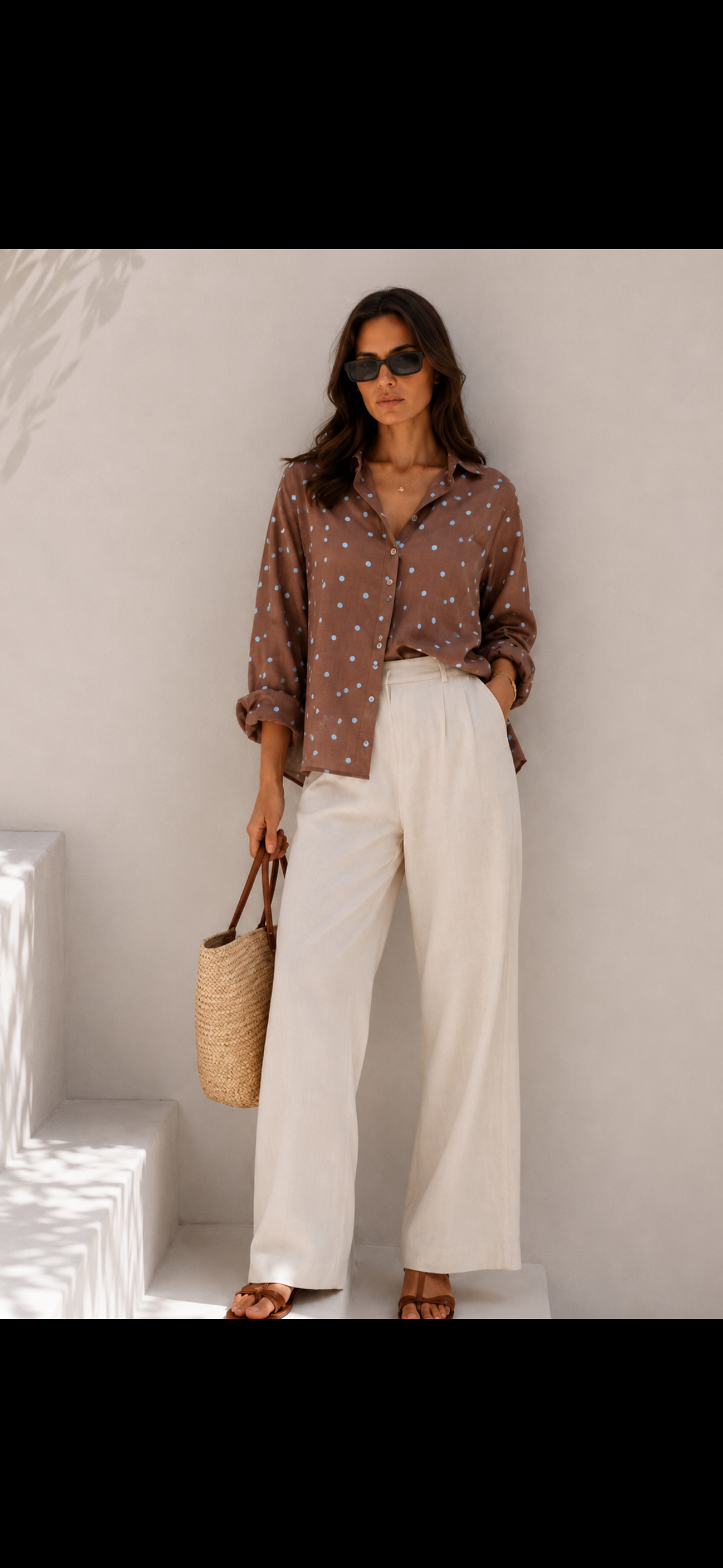 Santorini Dots Shirt - Brown